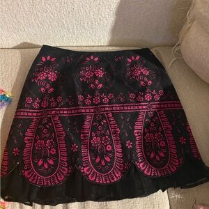 Metrostyle Black and Pink Embellished Mini Skirt A-line